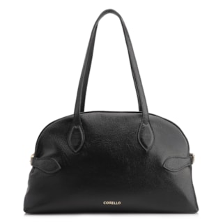 Grande Couro antique preta Fivela Lateral