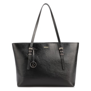 Grande Couro antique preto alças paralelas