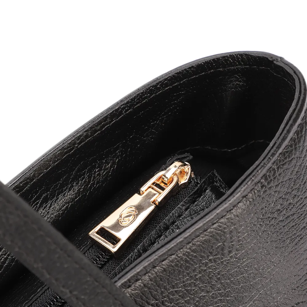 Bolsa De Ombro Grande Couro Antique Preto Alças Paralelas - imagem 5