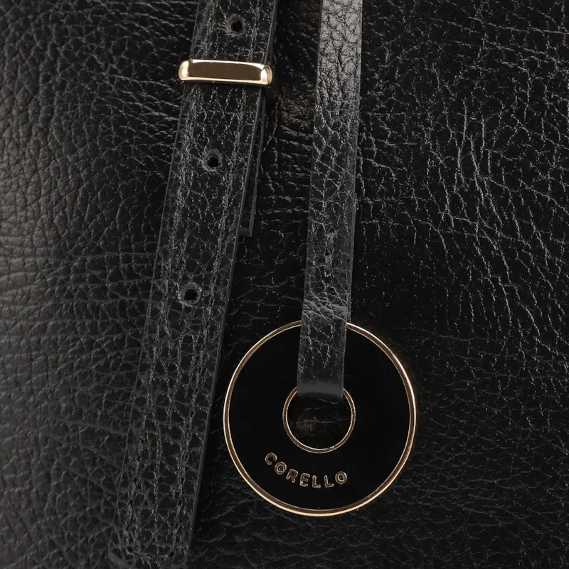 Bolsa De Ombro Grande Couro Antique Preto Alças Paralelas - foto 6
