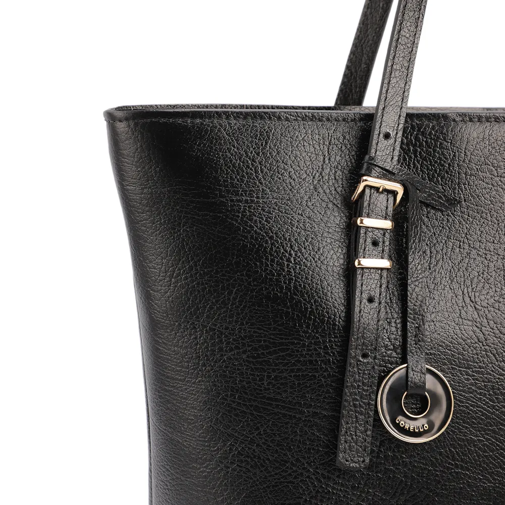 Bolsa De Ombro Grande Couro Antique Preto Alças Paralelas - imagem 7