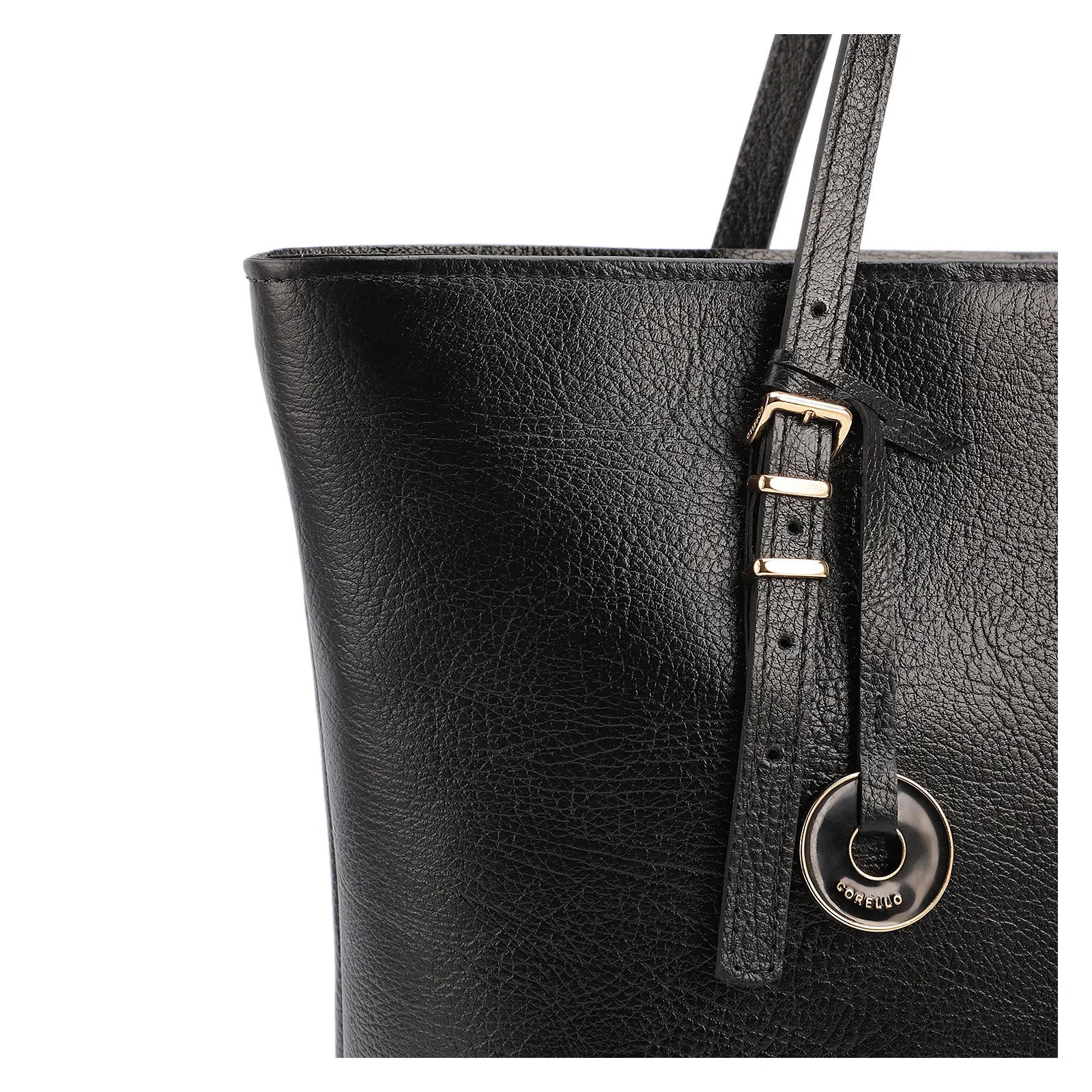 Bolsa De Ombro Grande Couro Antique Preto Alças Paralelas