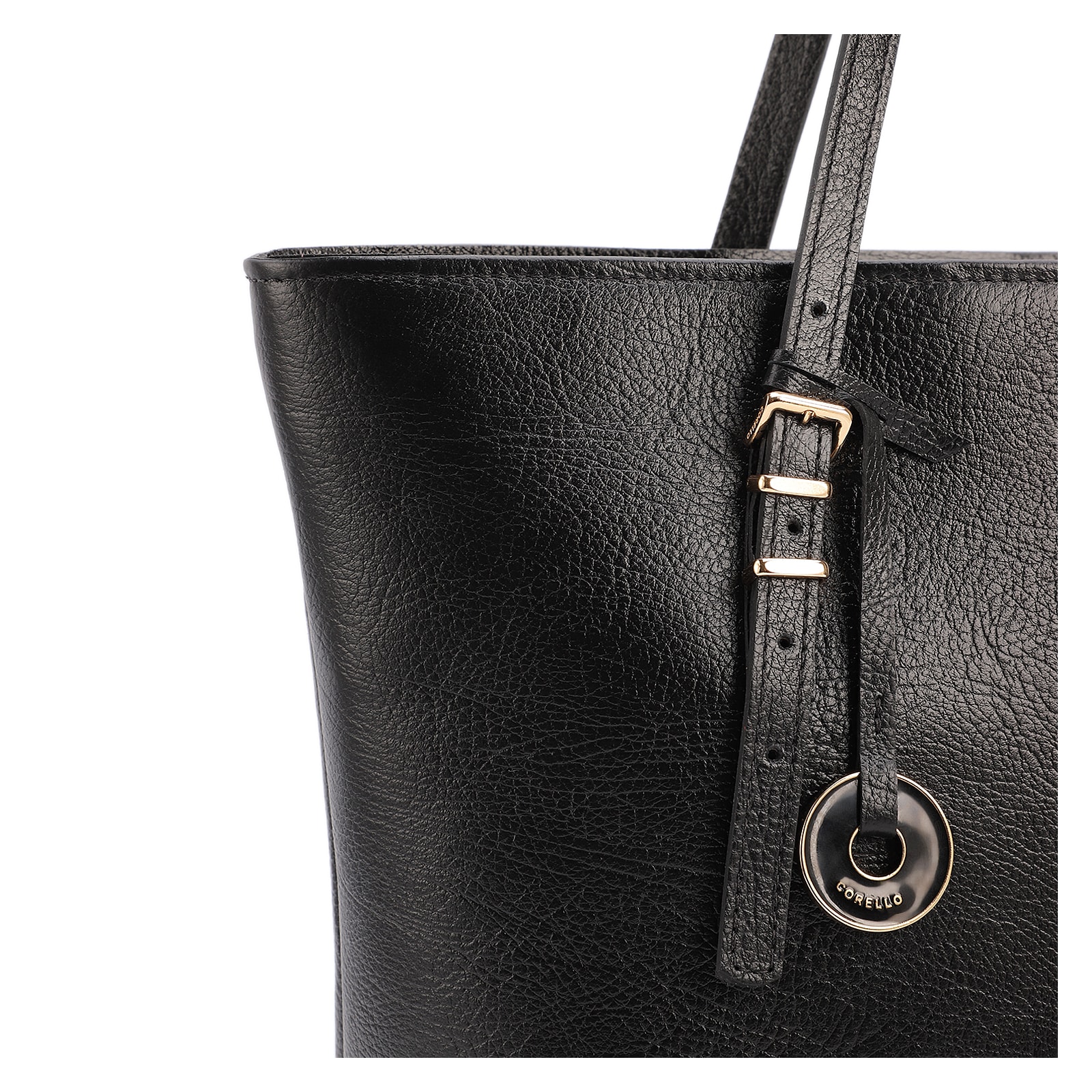 Bolsa De Ombro Grande Couro Antique Preto Alças Paralelas