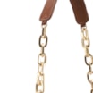 Bolsa De Ombro Grande Couro Marrom Claro Alça Com Corrente Dourada - imagem 6