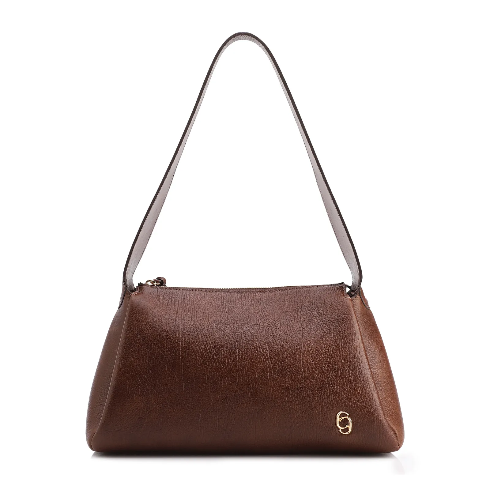 Bolsa De Ombro Grande Marrom Couro Antique Aplicação