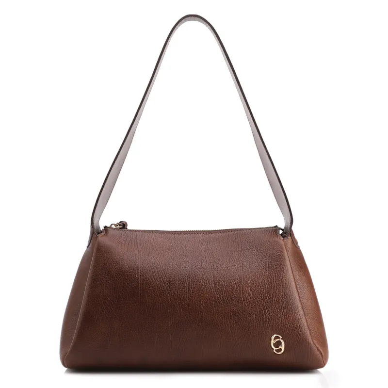  Bolsa De Ombro Grande Marrom Couro Antique Aplicação