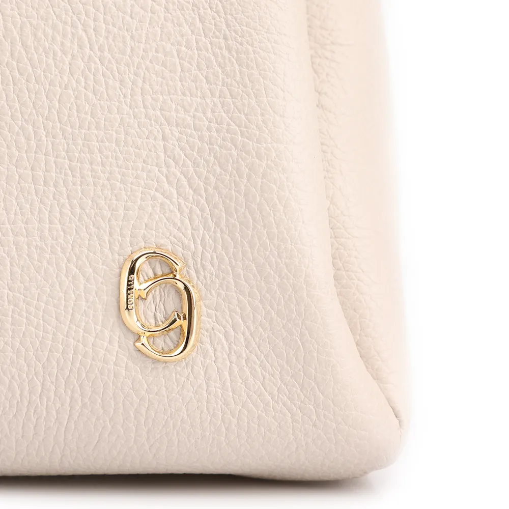  Bolsa De Ombro Grande Off White Couro Antique Aplicação - imagem 6