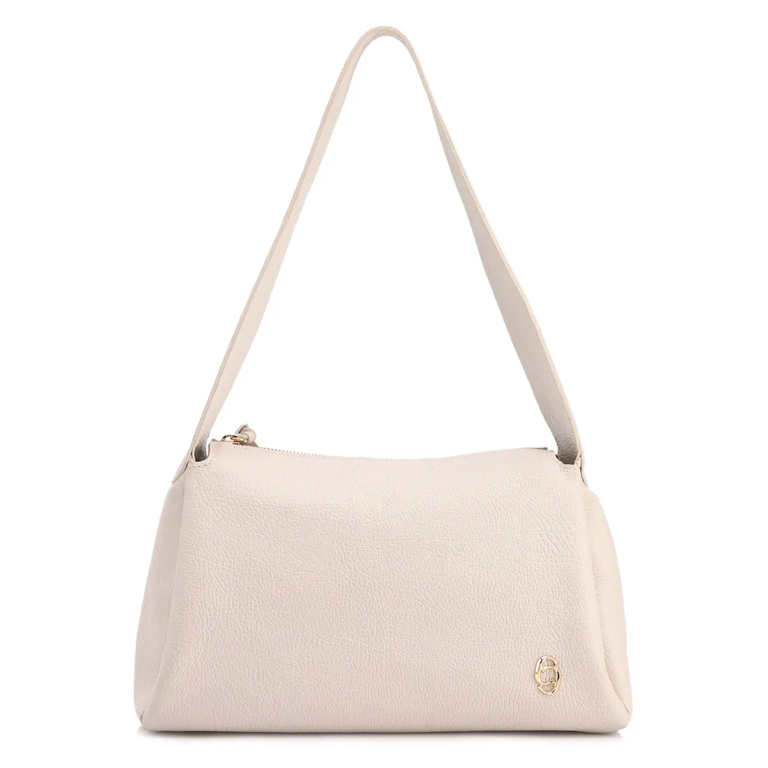  Bolsa De Ombro Grande Off White Couro Antique Aplicação