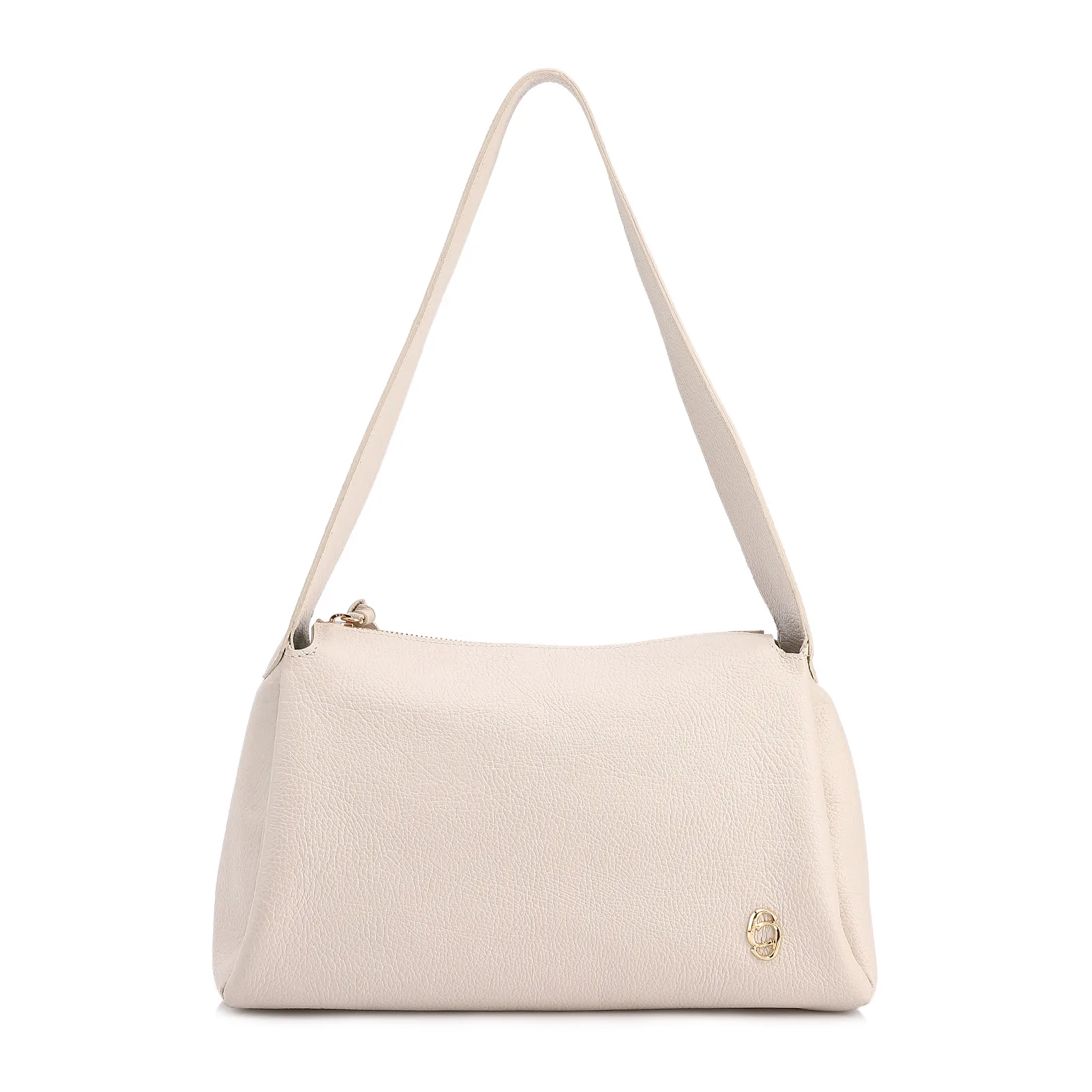  Bolsa De Ombro Grande Off White Couro Antique Aplicação