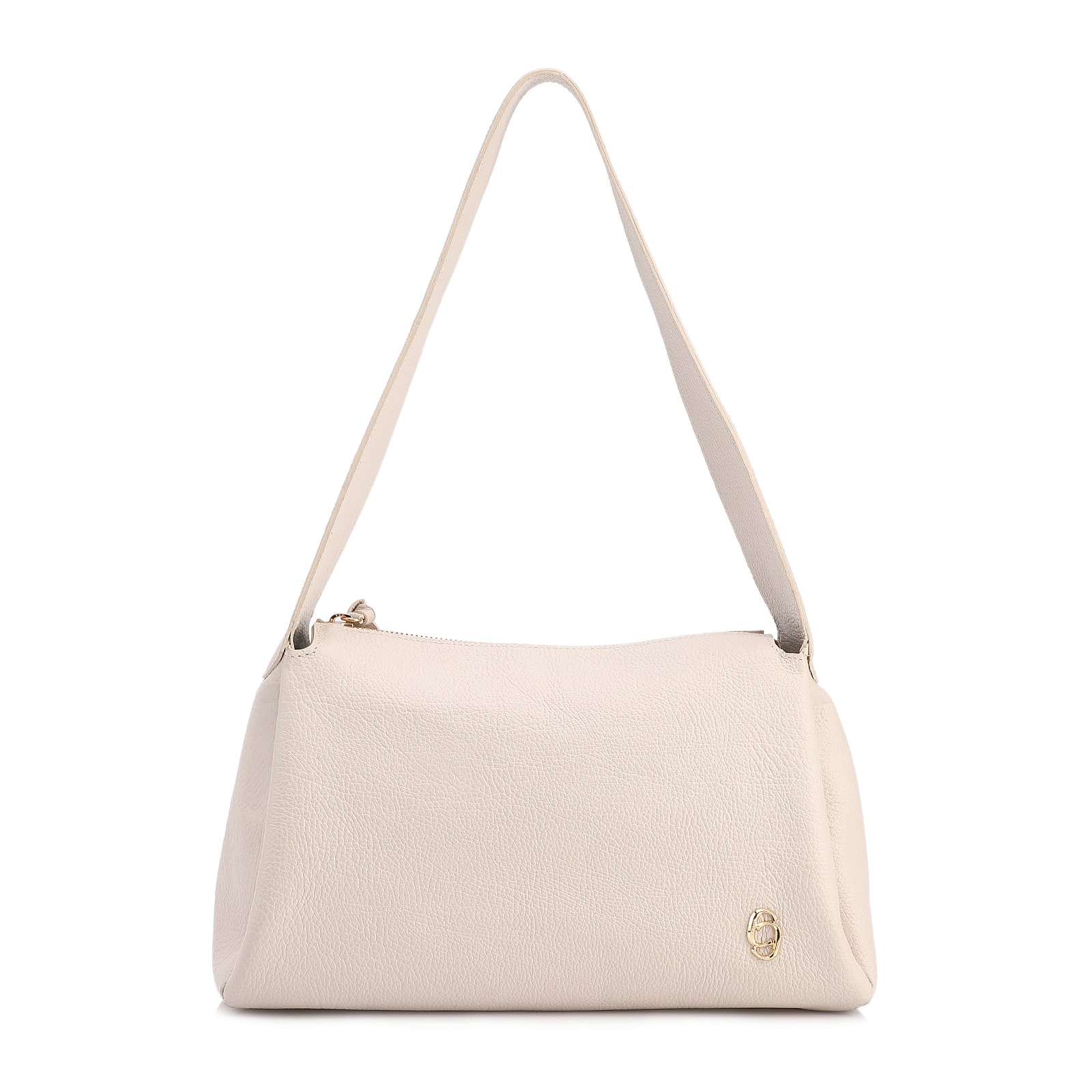 Bolsa De Ombro Grande Off White Couro Antique Aplicação