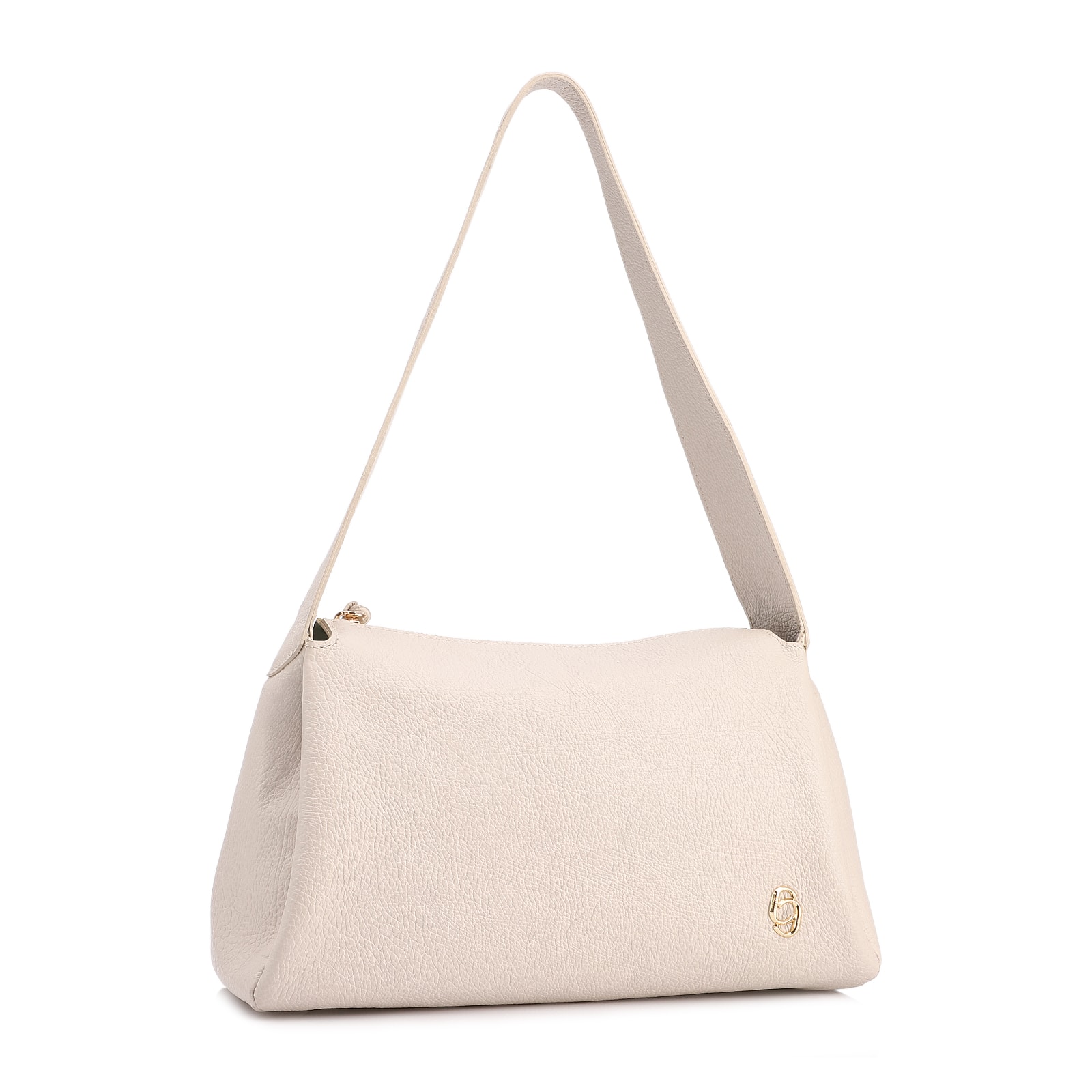 Bolsa De Ombro Grande Off White Couro Antique Aplicação