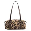 Bolsa De Ombro Jacquard Onça/Couro Marrom Escuro - imagem 3