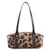 Bolsa De Ombro Jacquard Onça/Couro Marrom Escuro - imagem 3