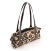 Bolsa De Ombro Jacquard Onça/Couro Marrom Escuro - imagem 4