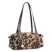 Bolsa De Ombro Jacquard Onça/Couro Marrom Escuro - imagem 2
