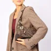 Bolsa De Ombro Jacquard Paisley /Couro Marrom - imagem 2