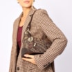 Bolsa De Ombro Jacquard Paisley /Couro Marrom - imagem 2
