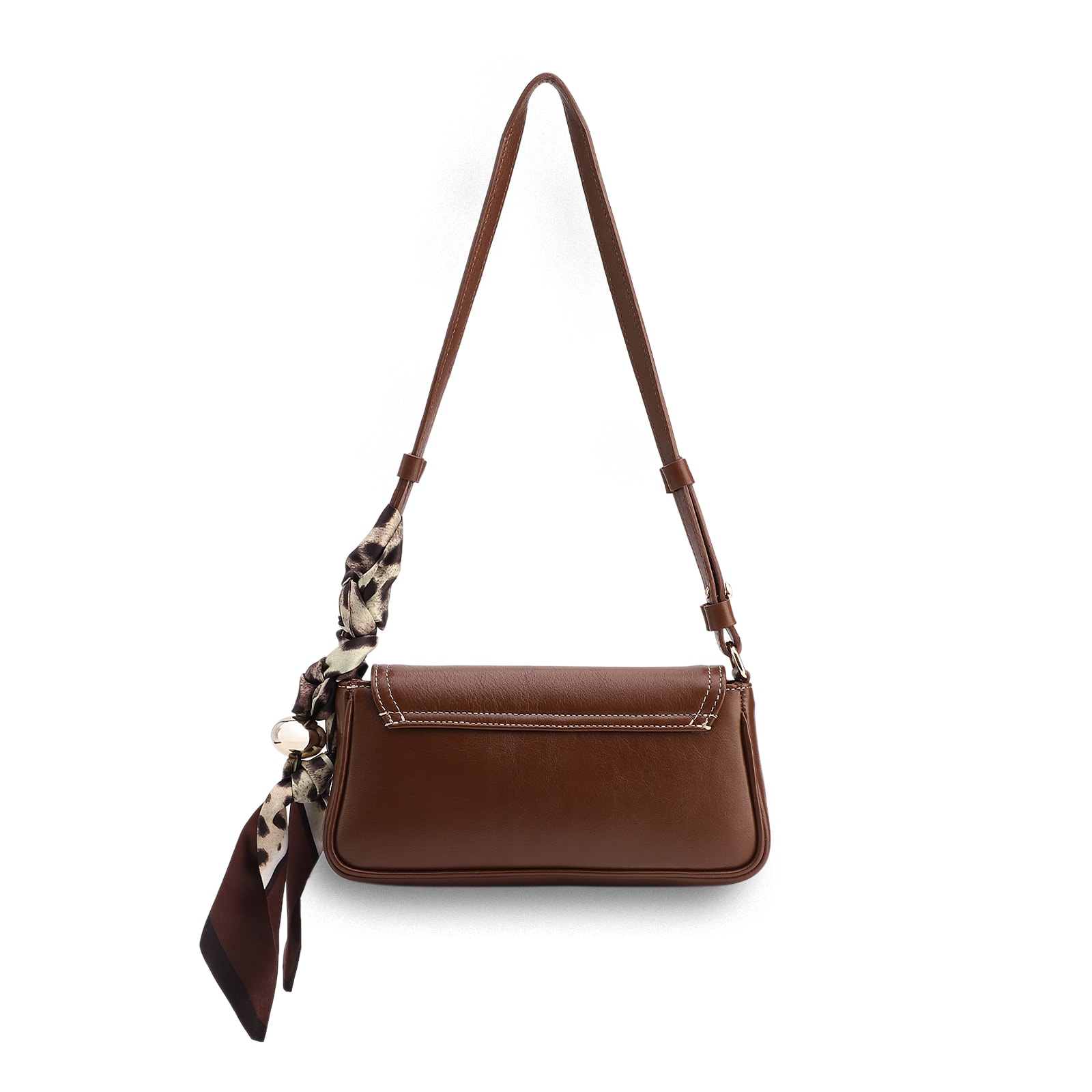 Bolsa De Ombro Lenço Couro Marrom