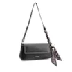  Bolsa De Ombro Lenço Couro Preto - imagem 3