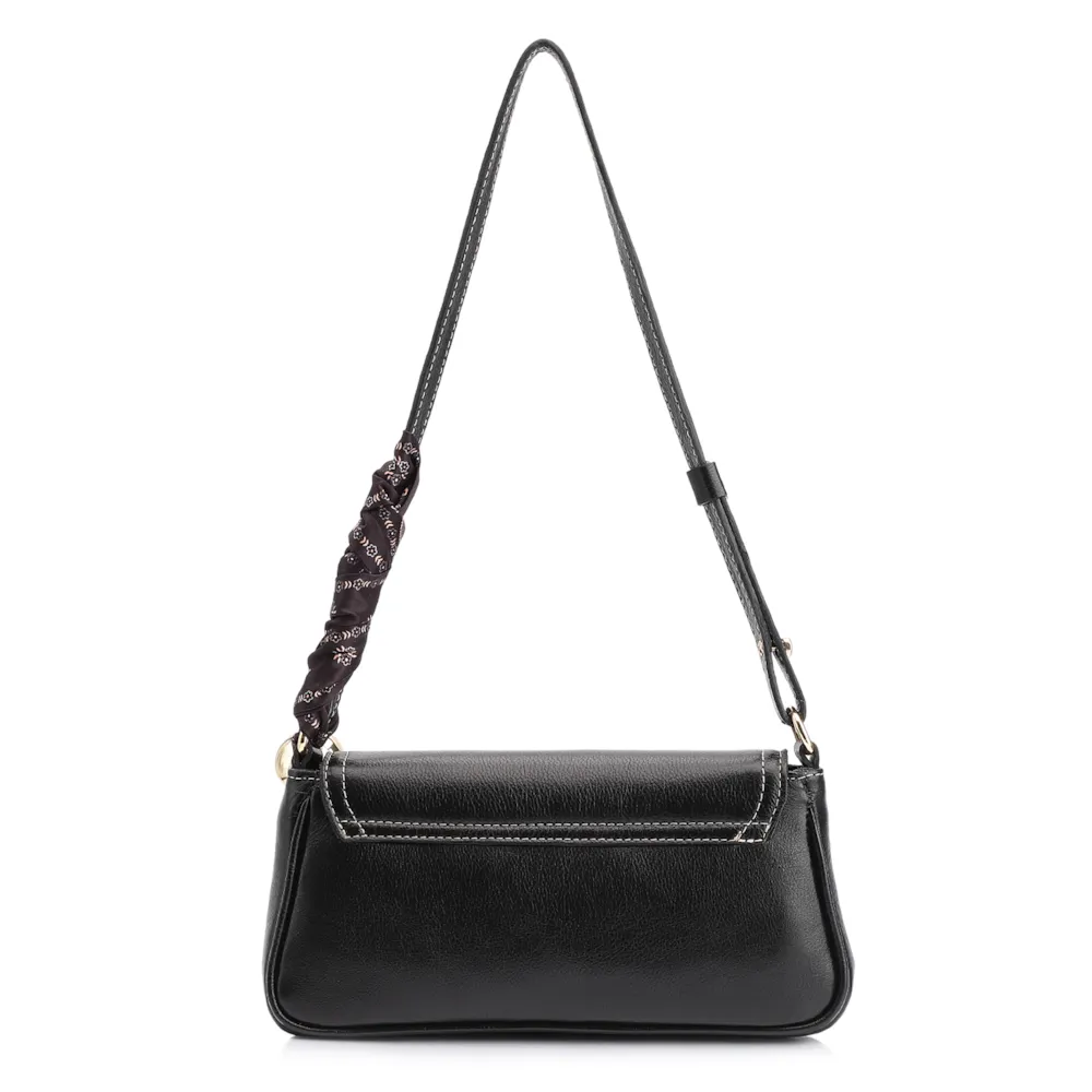  Bolsa De Ombro Lenço Couro Preto - imagem 4