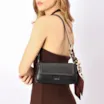  Bolsa De Ombro Lenço Couro Preto - imagem 2