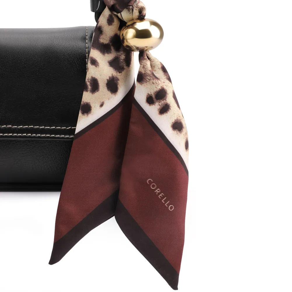  Bolsa De Ombro Lenço Couro Preto - imagem 6