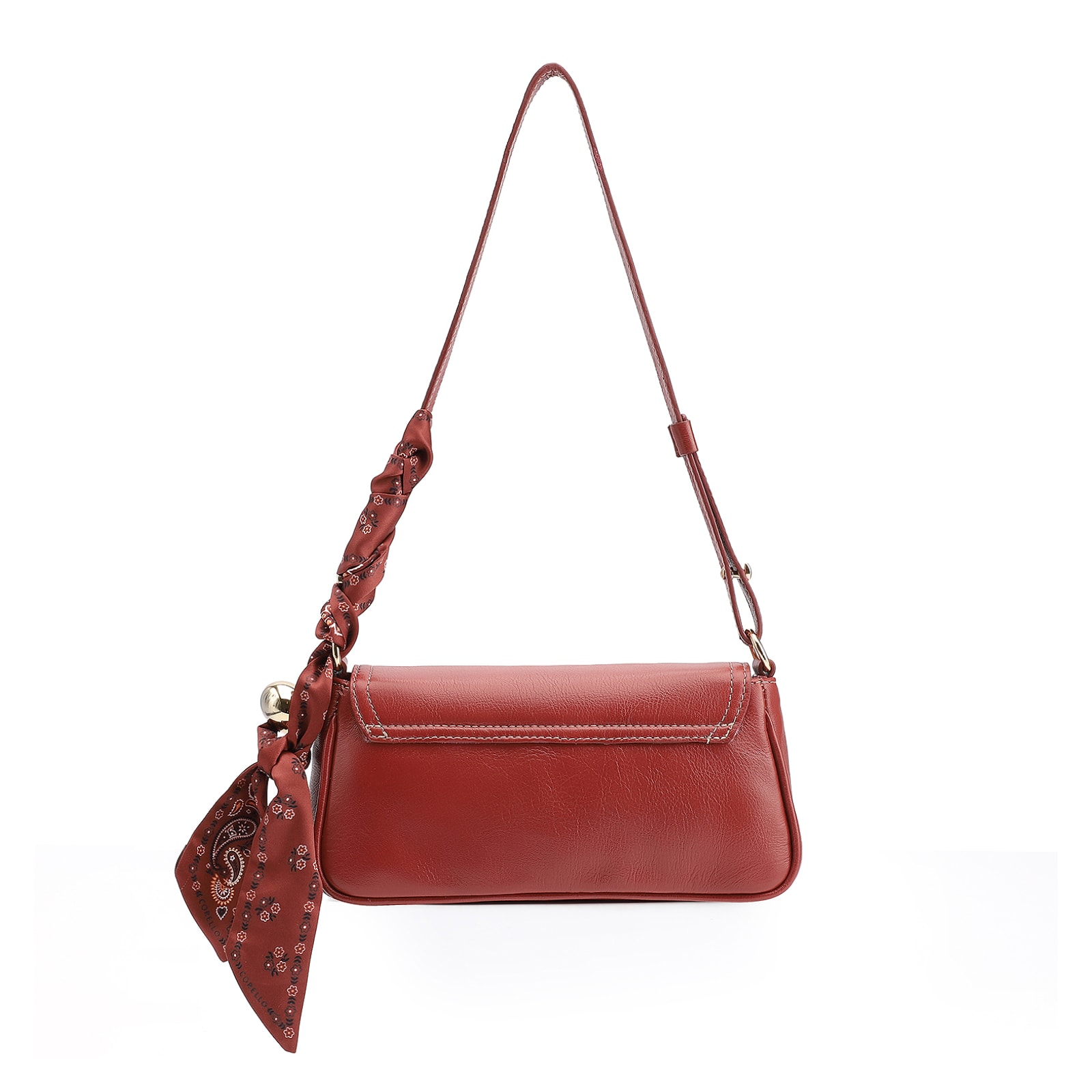 Bolsa De Ombro Lenço Couro Vermelho