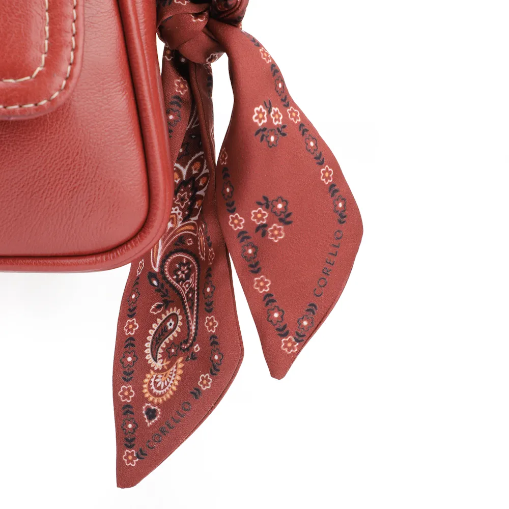  Bolsa De Ombro Lenço Couro Vermelho - imagem 6