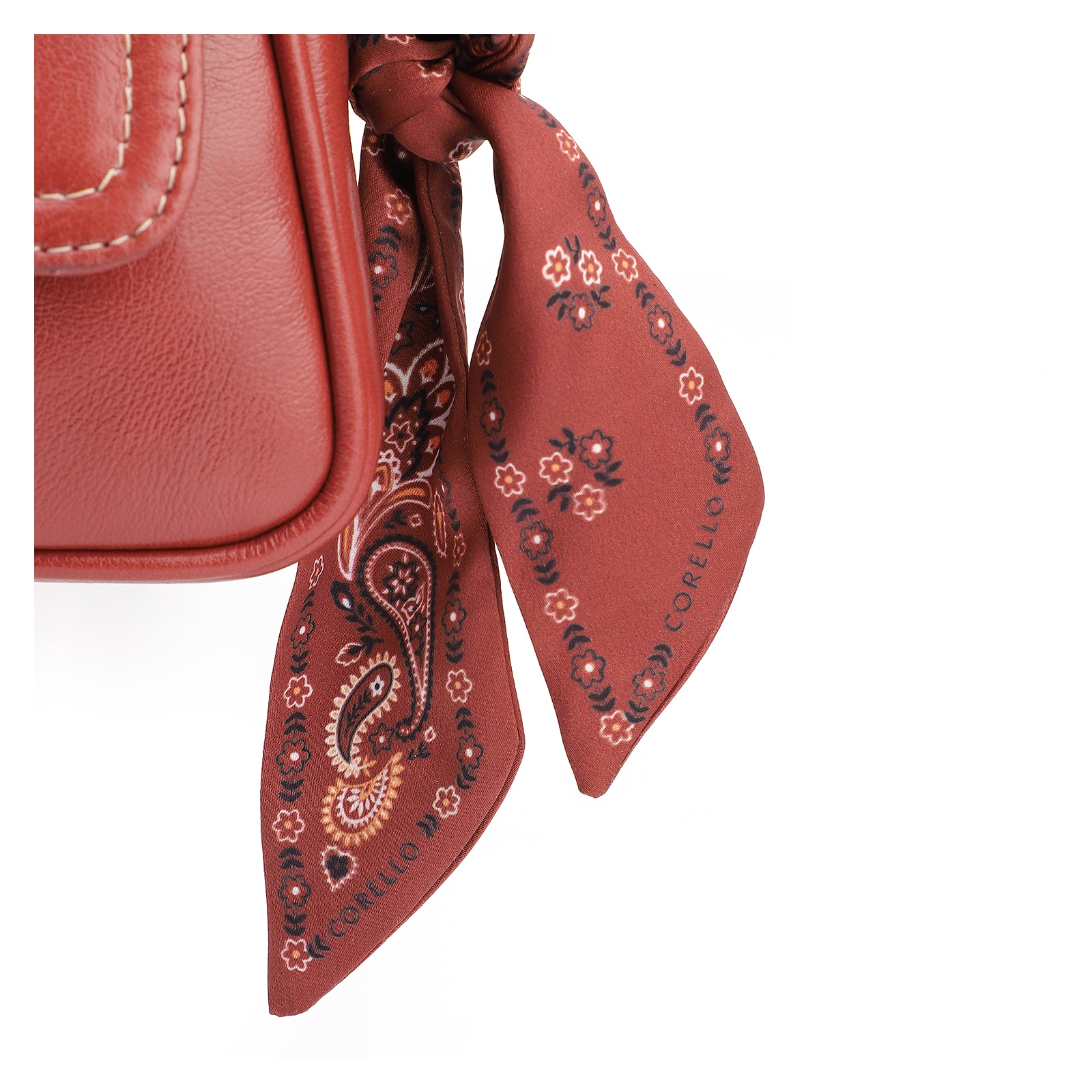 Bolsa De Ombro Lenço Couro Vermelho
