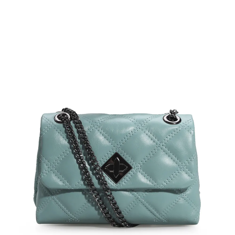 Bolsa De Ombro Matelassê Couro Azul