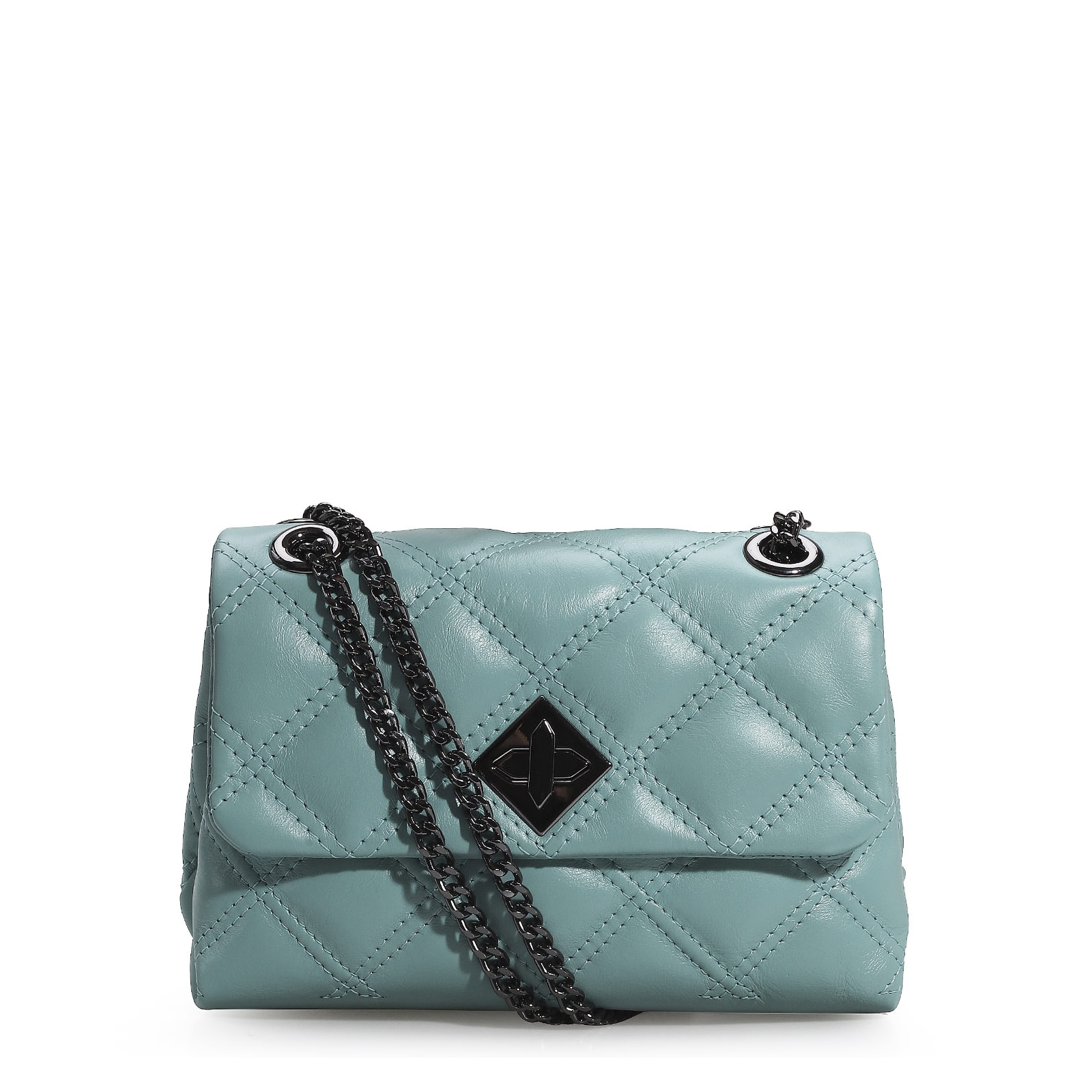 Bolsa De Ombro Matelassê Couro Azul