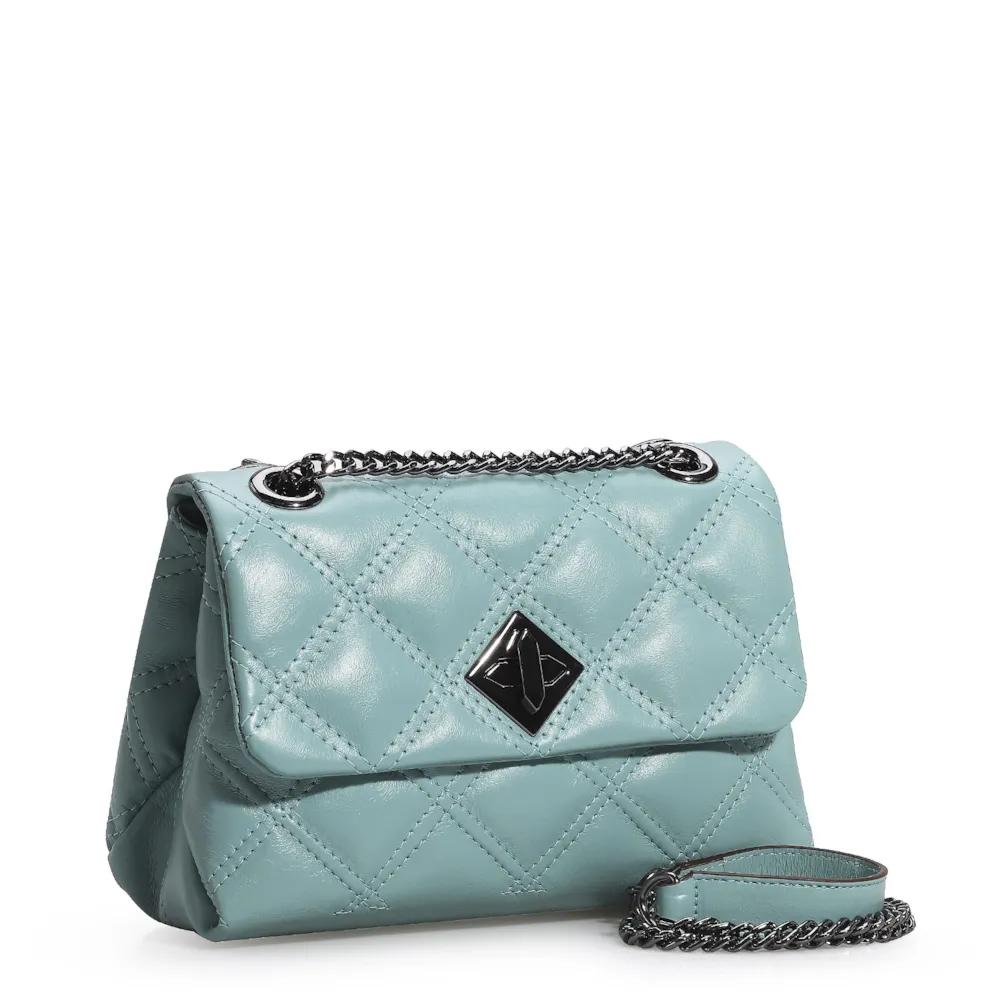 Bolsa De Ombro Matelassê Couro Azul - imagem 2