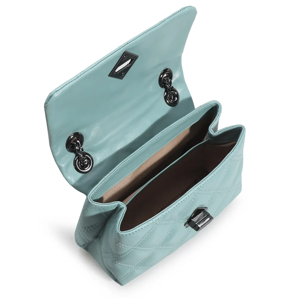 Bolsa De Ombro Matelassê Couro Azul - imagem 4