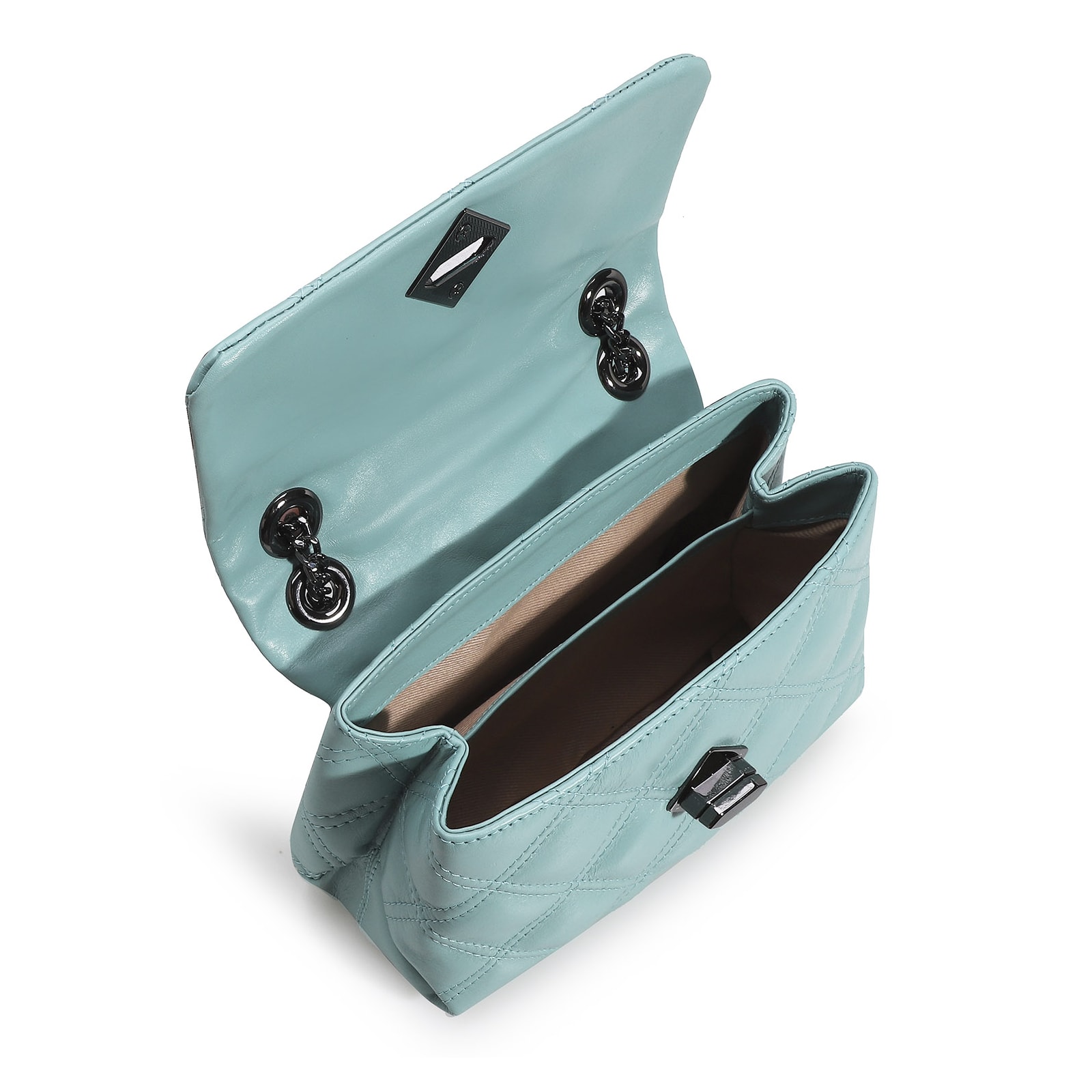 Bolsa De Ombro Matelassê Couro Azul
