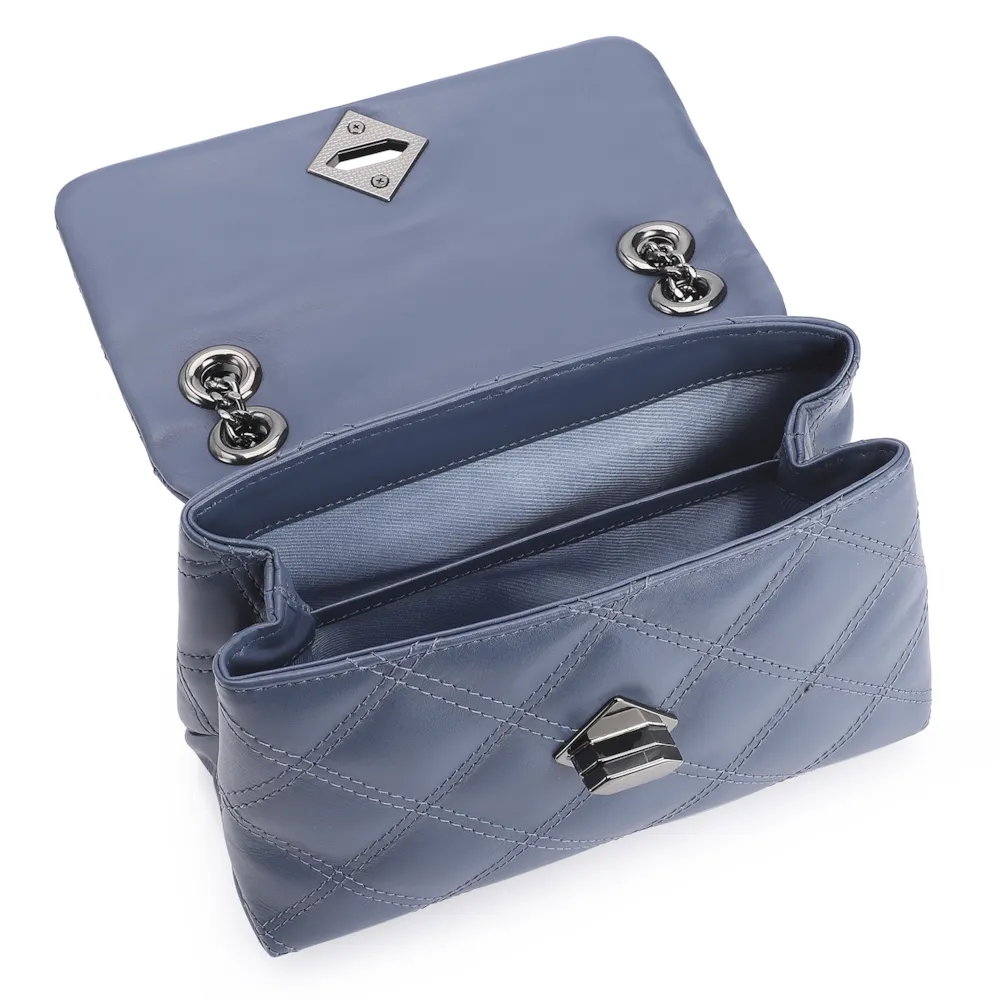 Bolsa De Ombro Matelassê Couro Azul - imagem 4