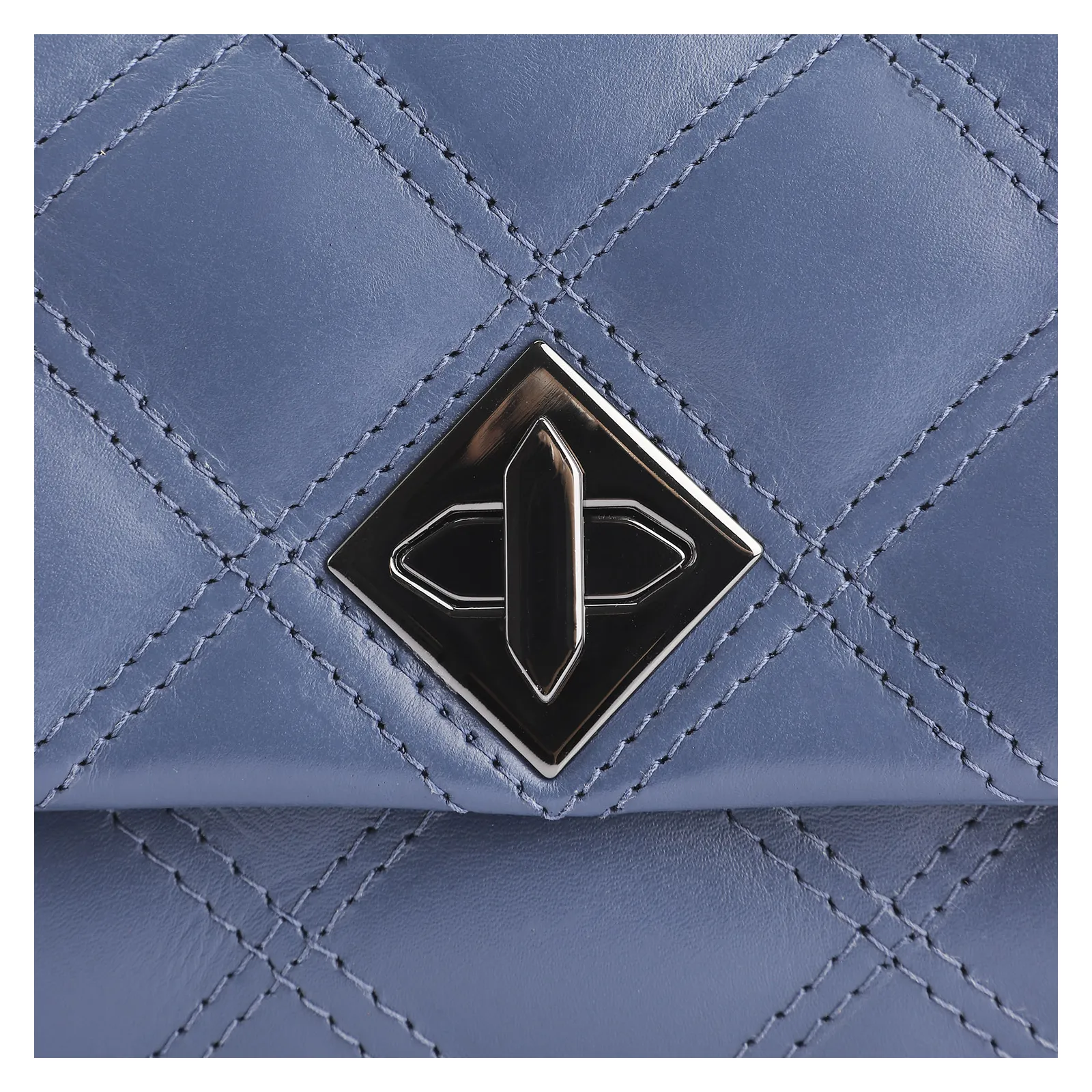 Bolsa De Ombro Matelassê Couro Azul