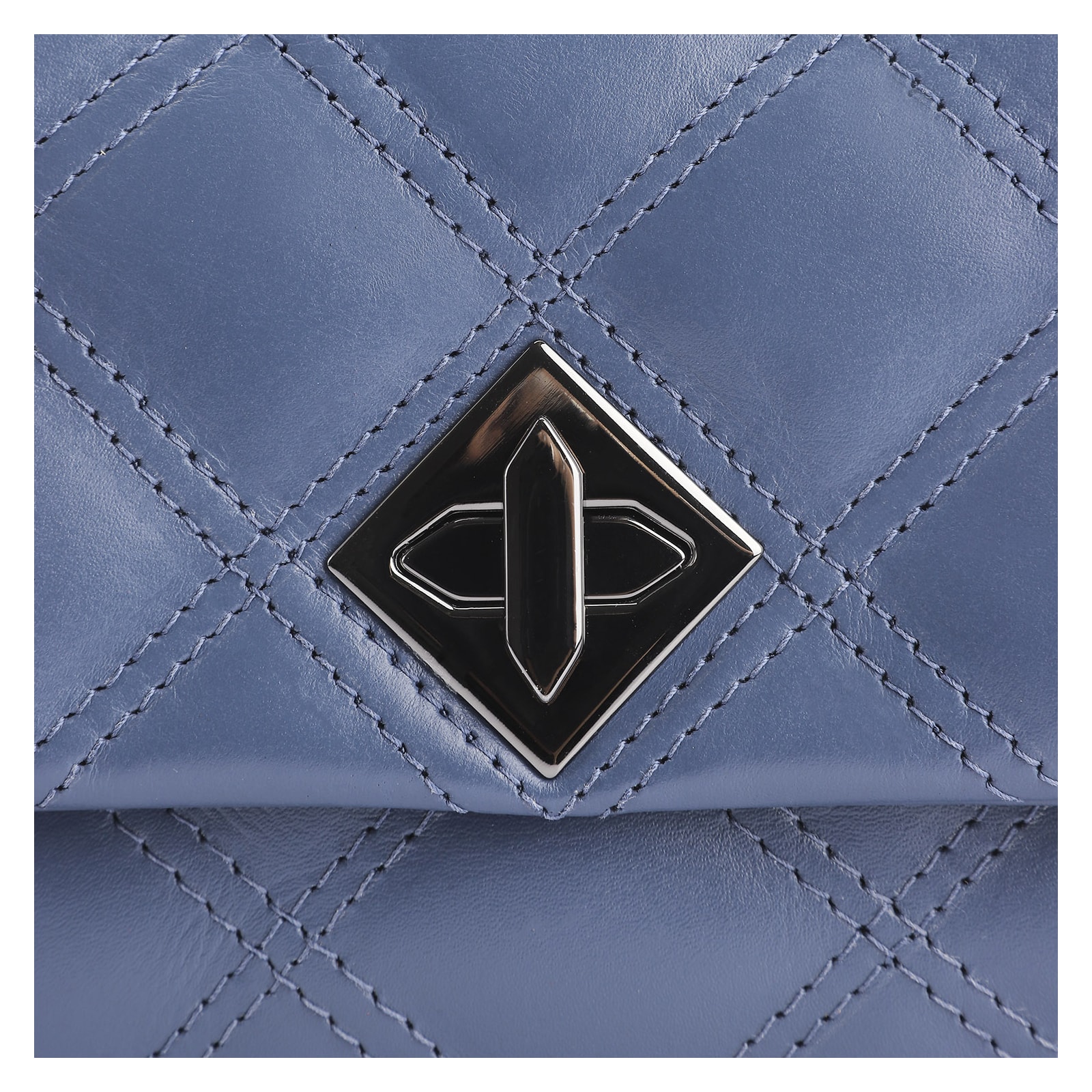 Bolsa De Ombro Matelassê Couro Azul