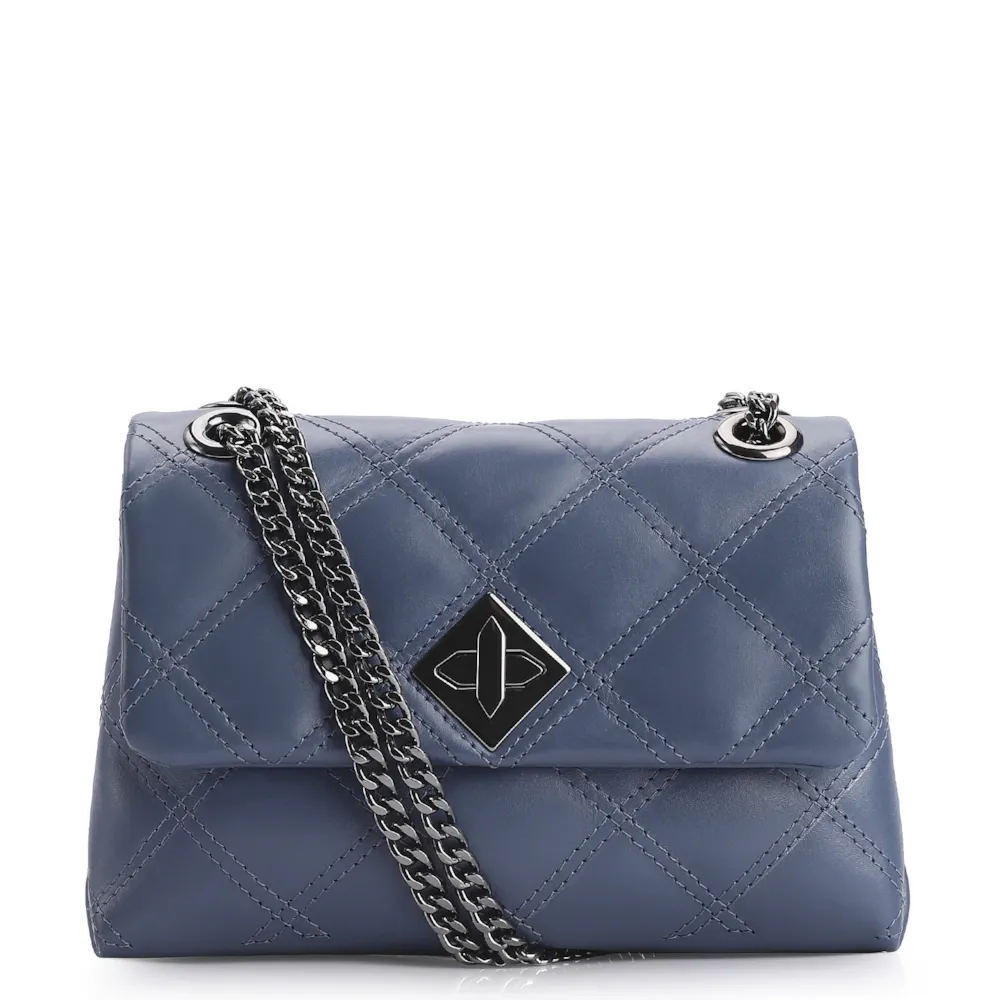 Bolsa De Ombro Matelassê Couro Azul