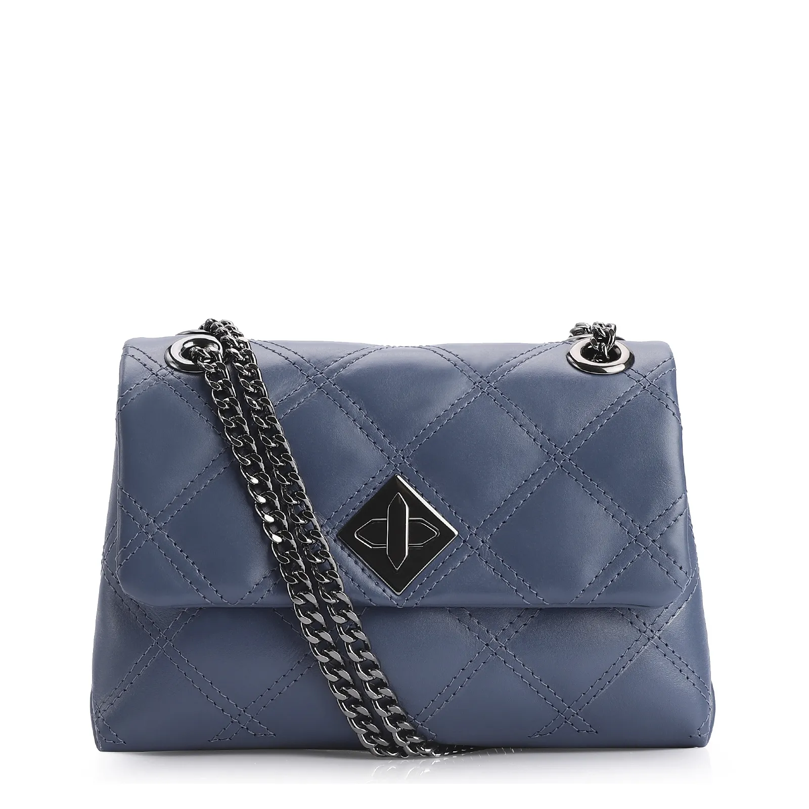 Bolsa De Ombro Matelassê Couro Azul