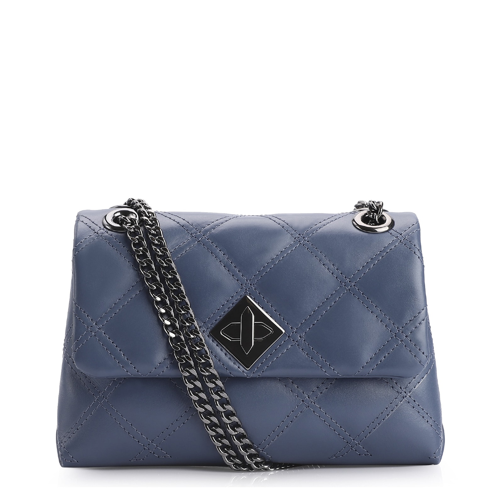 Bolsa De Ombro Matelassê Couro Azul