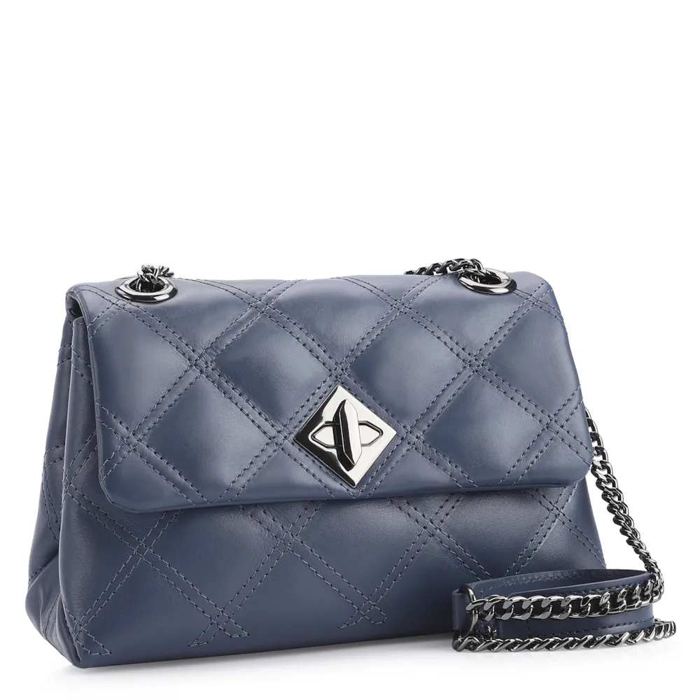 Bolsa De Ombro Matelassê Couro Azul - imagem 2
