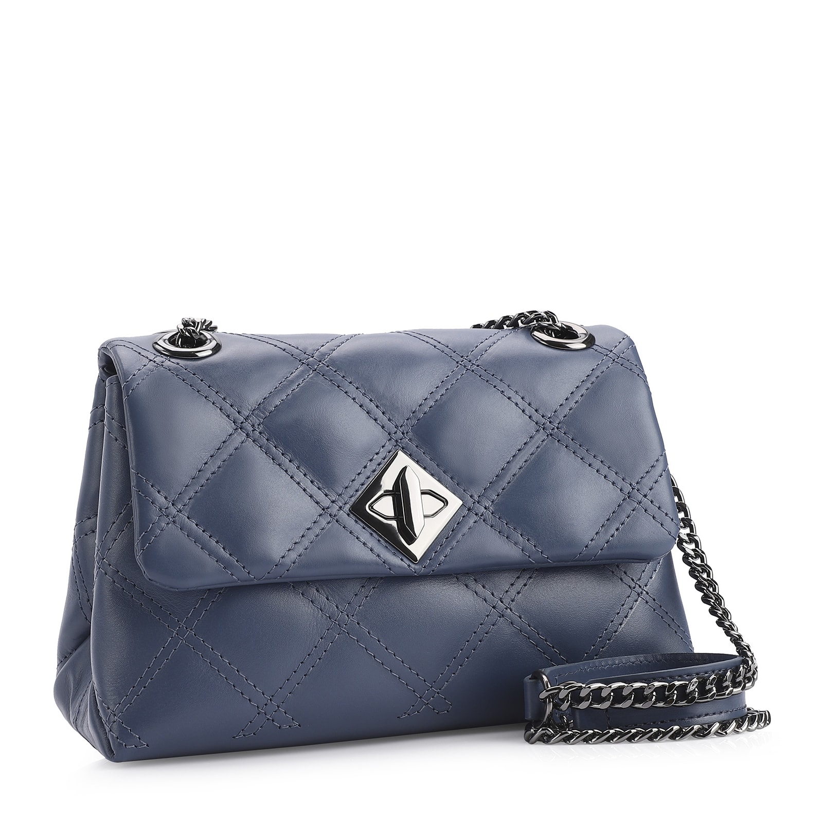 Bolsa De Ombro Matelassê Couro Azul