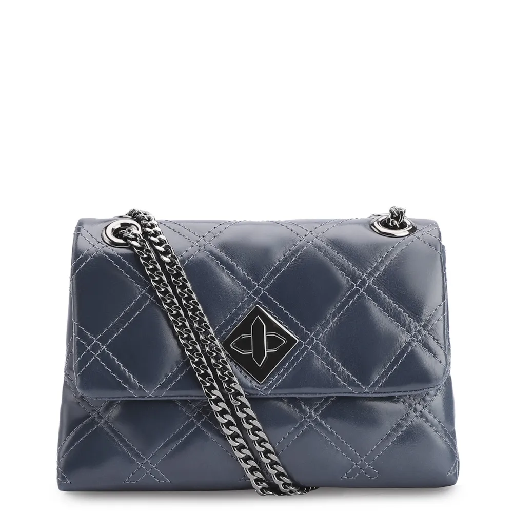 Bolsa De Ombro Matelassê Couro Azul