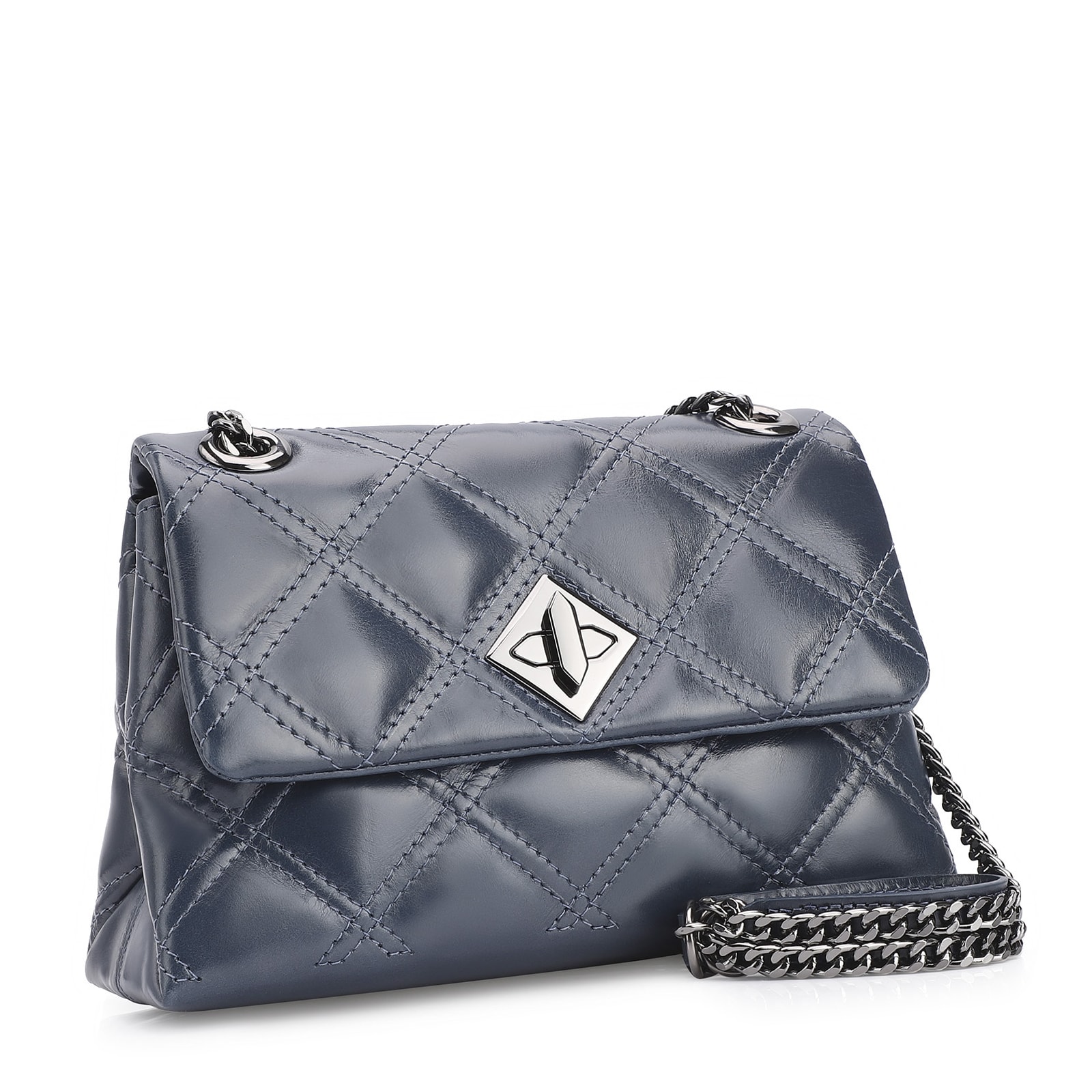 Bolsa De Ombro Matelassê Couro Azul