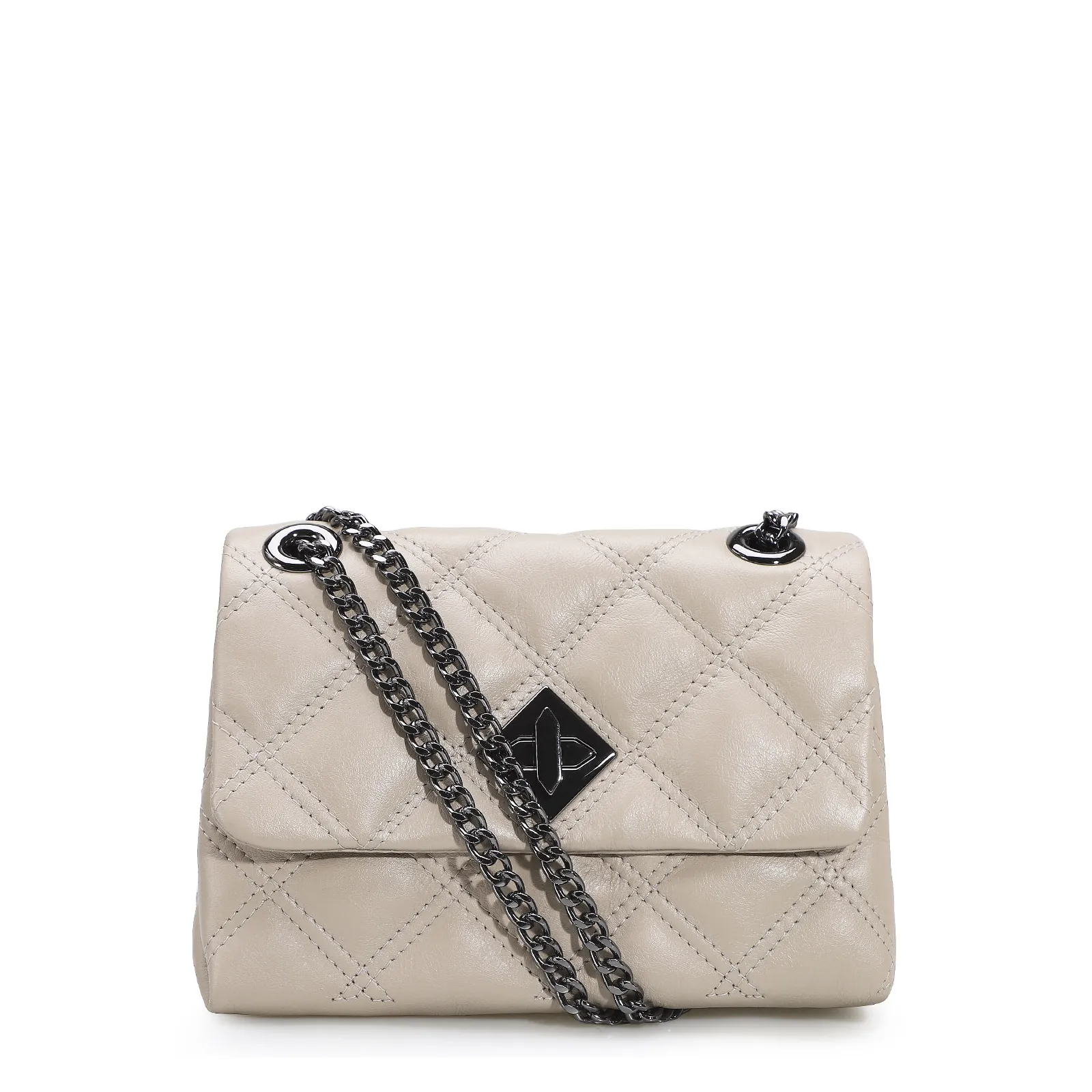 Bolsa De Ombro Matelassê Couro Bege