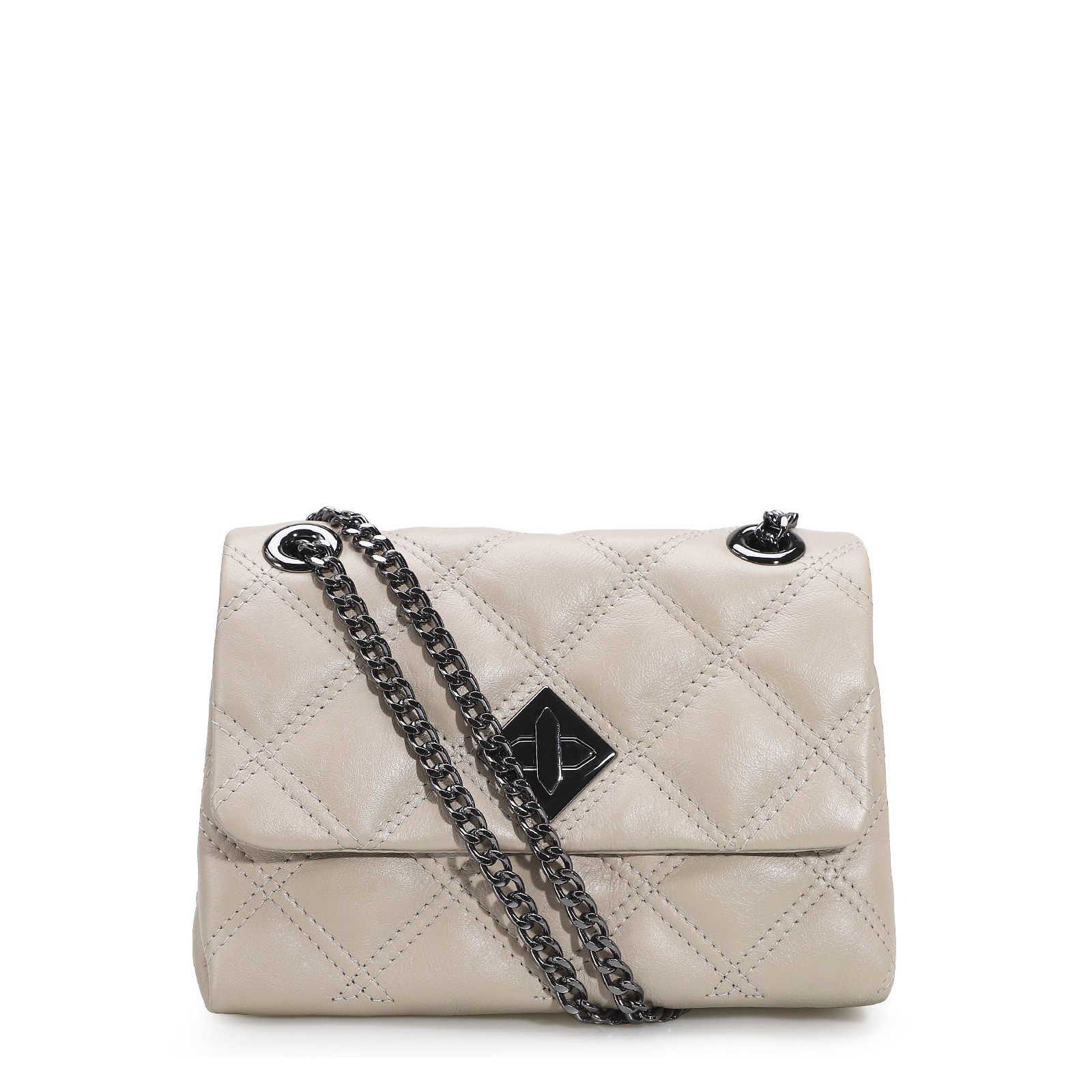 Bolsa De Ombro Matelassê Couro Bege