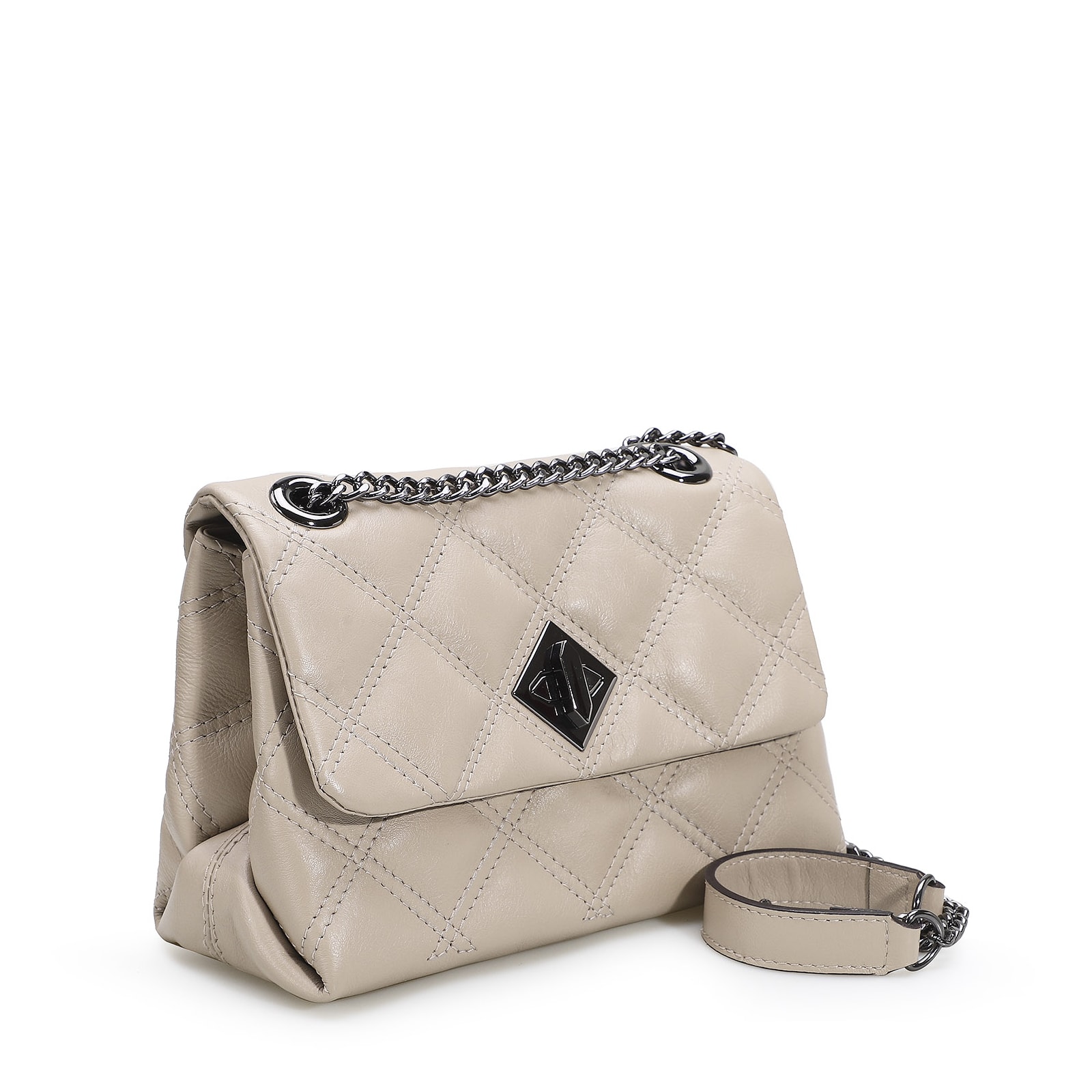 Bolsa De Ombro Matelassê Couro Bege