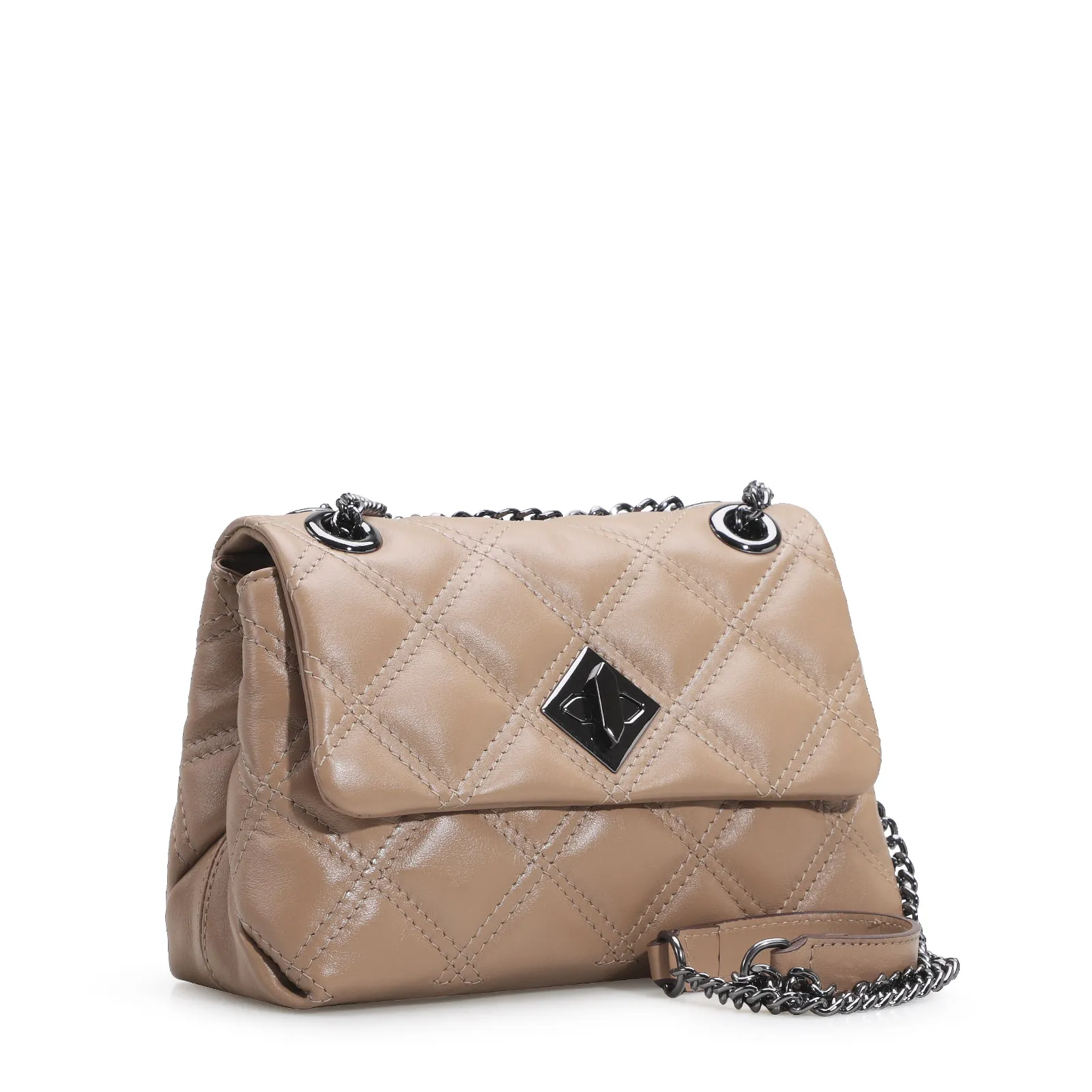 Bolsa De Ombro Matelassê Couro Bege