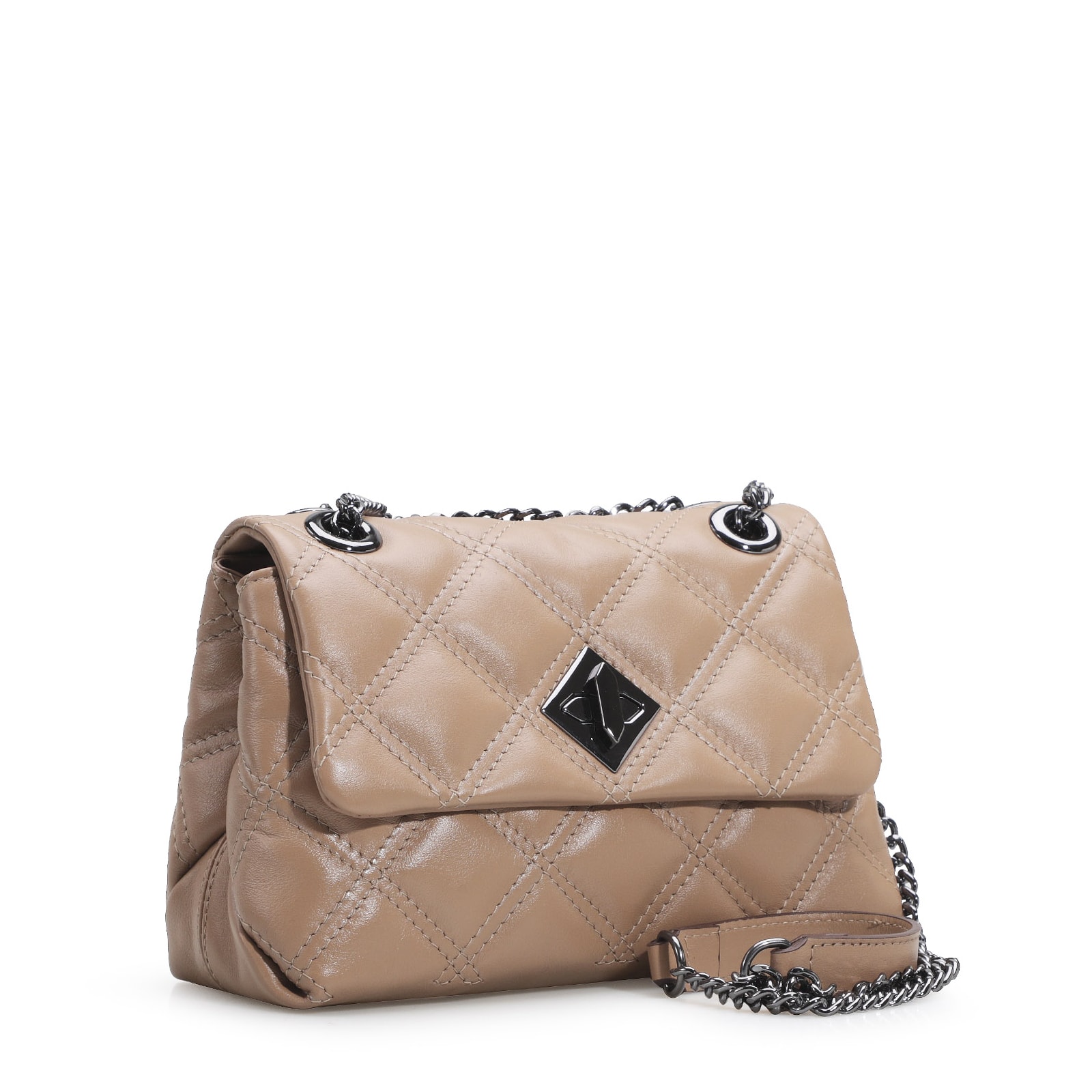 Bolsa De Ombro Matelassê Couro Bege