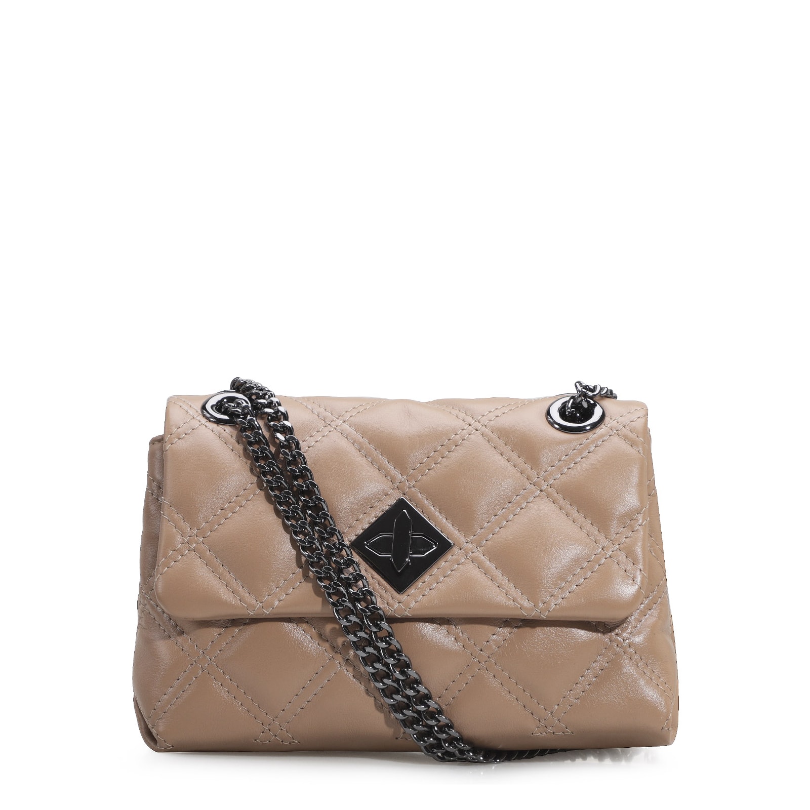 Bolsa De Ombro Matelassê Couro Bege